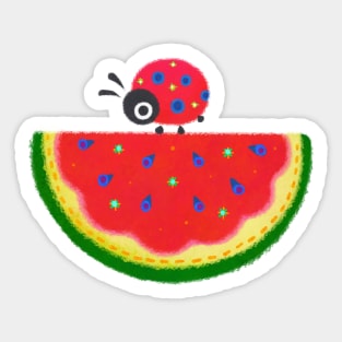 watermelon and ladybug Sticker